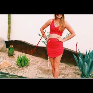 2 piece skirt and crop top set